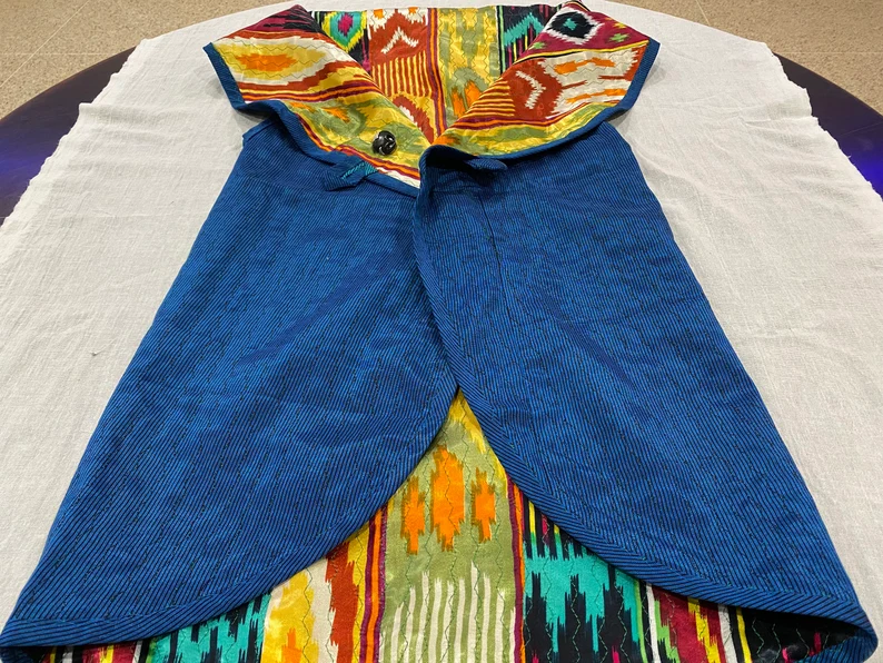 Pure Silk Ikat Kamzul / Circle Vest - Image 2