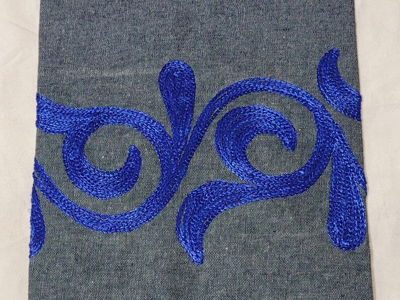 Jeans Embroidery Scarf - Light Grey - Image 2