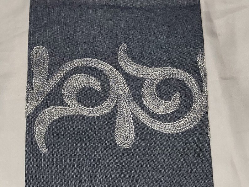 Jeans Embroidery Scarf - Light Grey - Image 3